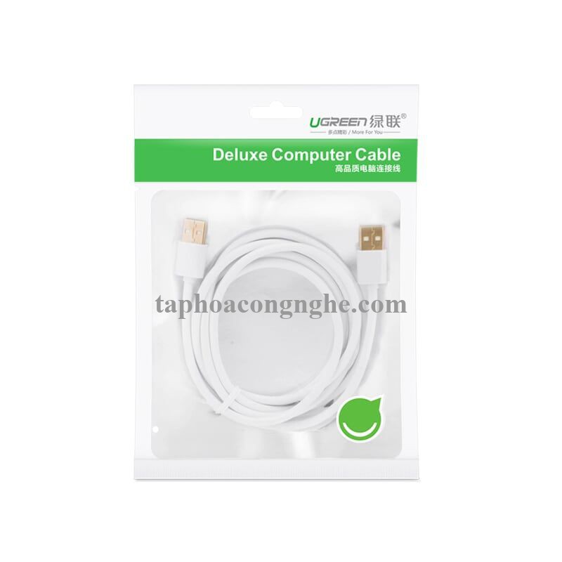 Ugreen 30131 0.5M màu Trắng Cáp 2 đầu USB 2.0 vỏ nhựa PVC US102 30030131